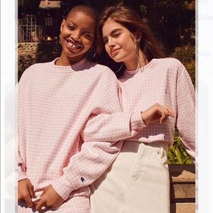 Champion x Urban Outfitters Pink Gingham Crewneck